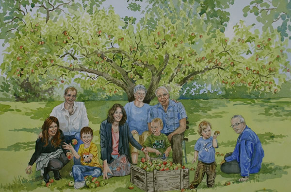 Family Harvest Day Portrait Painting