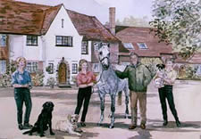 Watercolour Painting of  Family Group Portrait